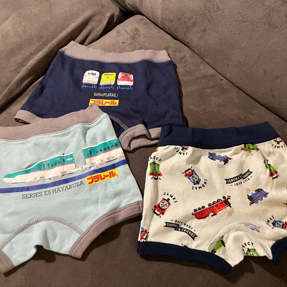 Toddler Train Underwear  7piece  Navy, Light Blue, Cream